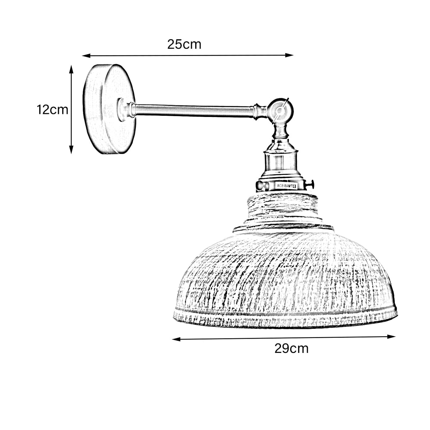 Rustic Red Metal Curvy Brushed Industrial Wall Mounted Wall Lamp