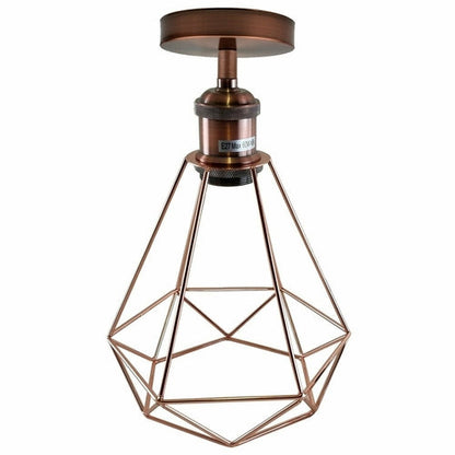 Vintage Retro Industrial Geometric Cage Ceiling Light Shade Flush