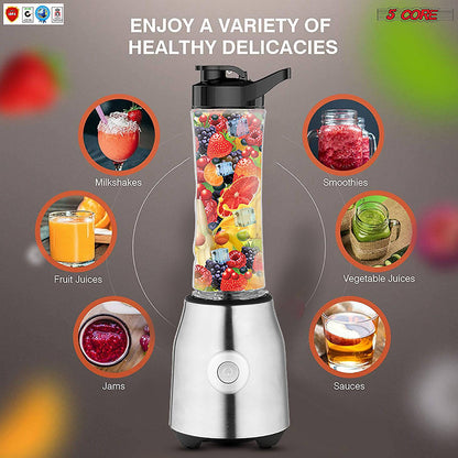 5 Core Portable Blenders For Kitchen 20 Oz Capacity 300W Personal