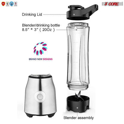5 Core Portable Blenders For Kitchen 20 Oz Capacity 300W Personal