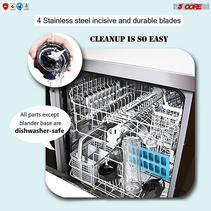 5 Core Portable Blenders For Kitchen 20 Oz Capacity 300W Personal