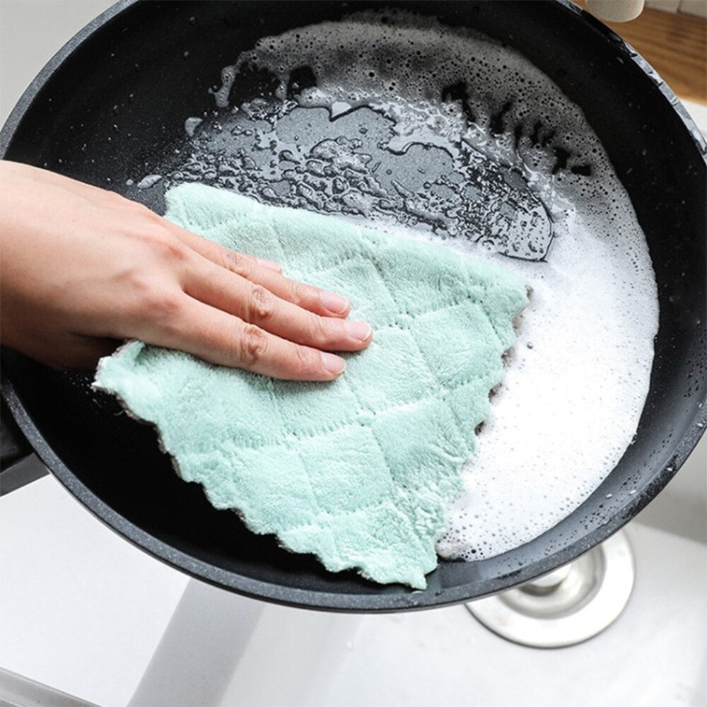 6/8pcs Double-sided Oil-proof Cleaning Cloth Thick