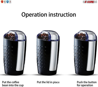 5 Core Coffee Grinder 2Pcs 85 Gram Capacity 150W Electric Bean Spice
