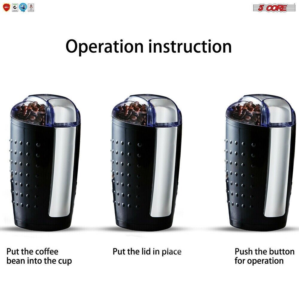 5 Core Coffee Grinder 2Pcs 85 Gram Capacity 150W Electric Bean Spice