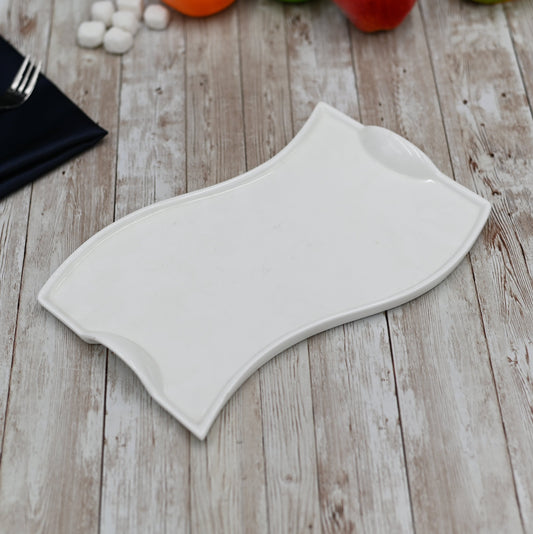 Flat Porcelain White Dish With Handles 10" inch | 26 Cm
