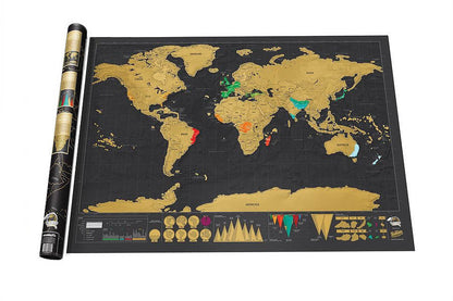 Free shipping Deluxe Black Scratch Off Map World
