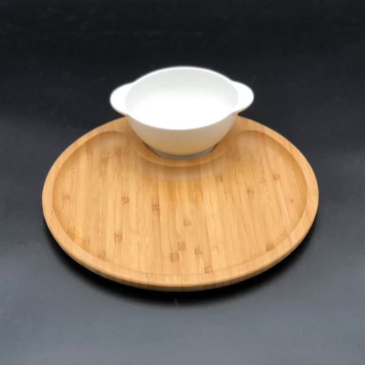Bamboo And Fine Porcelain Set For Single Serve Soup Or Cereal Or Your