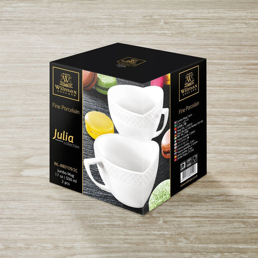 White Jumbo Coffee / Cappuccino Mug 17 Oz | 500 Ml Set Of 2 In Gift