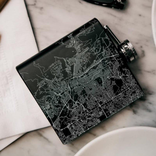 Colorado Springs - Colorado Map Hip Flask in Matte Black