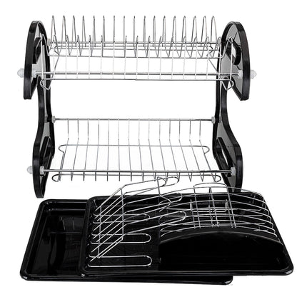 Kitchen Rack Organizer Dual Layers Bowls Shelf