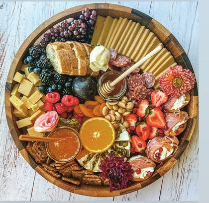 Round Wood Charcuterie/Serving Tray - 17"