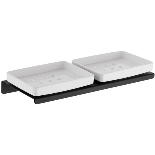 Double Soap Dish, Wall Mounted-BLACK&WHITE