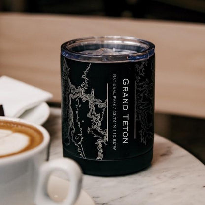 Grand Teton National Park - Wyoming Map Insulated Cup in Matte Black