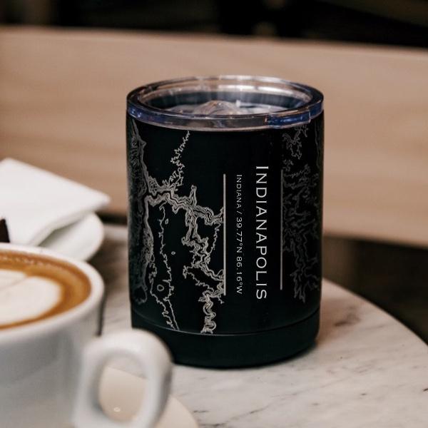 Indianapolis - Indiana Map Insulated Cup in Matte Black