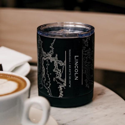 Lincoln - Nebraska Map Insulated Cup in Matte Black
