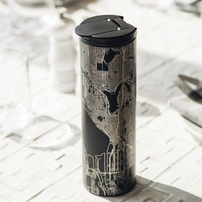 Mount Hood - Oregon Map Tumbler in Matte Black