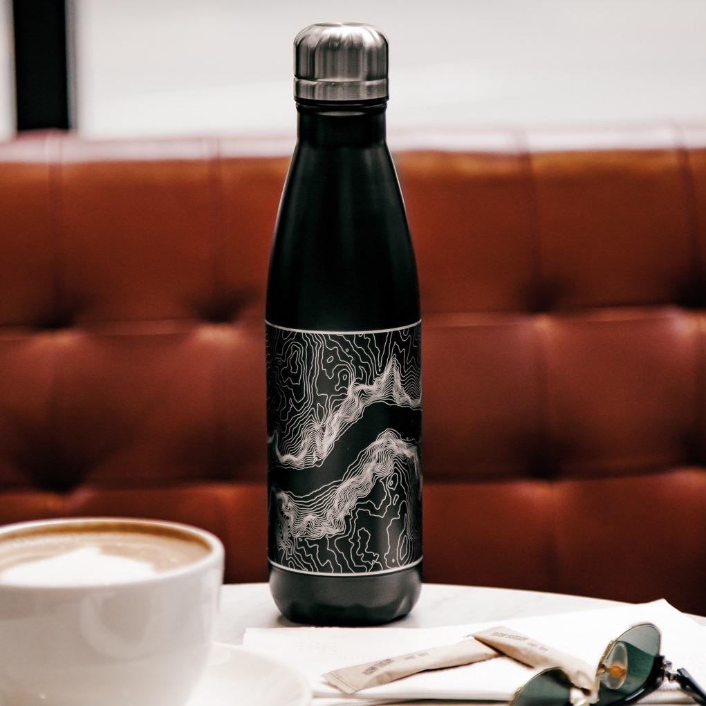 Omaha - Nebraska Map Insulated Bottle in Matte Black