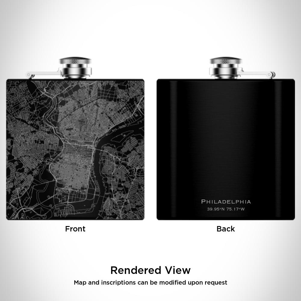 Philadelphia - Pennsylvania Map Hip Flask in Matte Black