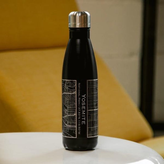 Yosemite National Park - California Map Insulated Bottle in Matte